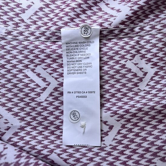 Perry Ellis SLIM FIT short sleeve button down shirt cotton maroon white mens L - Picture 6 of 12